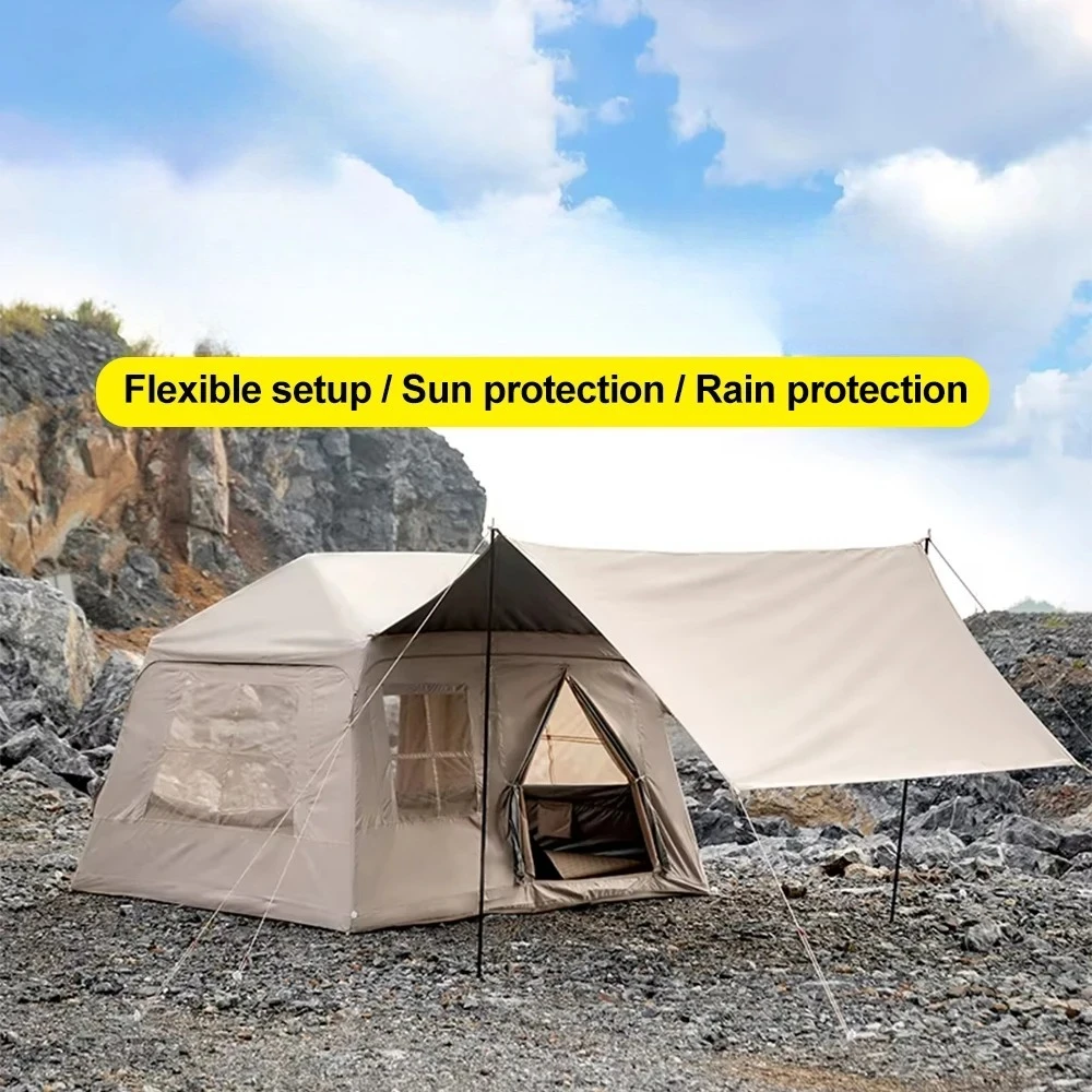Family Air Inflatable Tent with Large Vestibule Automatic Setup 10cm PVC Tubes Windproof Waterproof for Camping