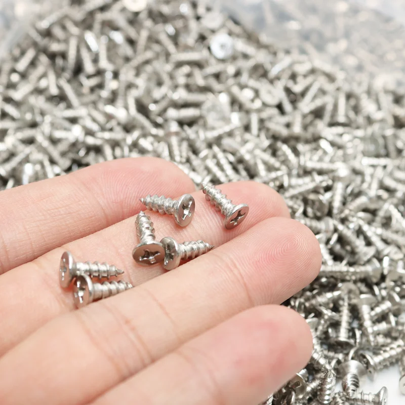 200P/lot 304 Stainless Steel Cross Recessed Flat Countersunk Head Tapping Screws M1 M2 M2.3 M2.6 M3 M4 Self-Tapping Wood Screws