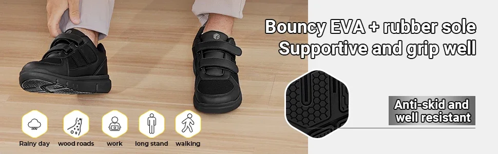 Fitville Herren-Diabetikerschuhe, extra breit, Größe 4E, Freizeitschuh für Senioren, lindert Neuropathie und Schmerzen bei geschwollenen Füßen, mit Fußgewölbestütze. – Detail 3