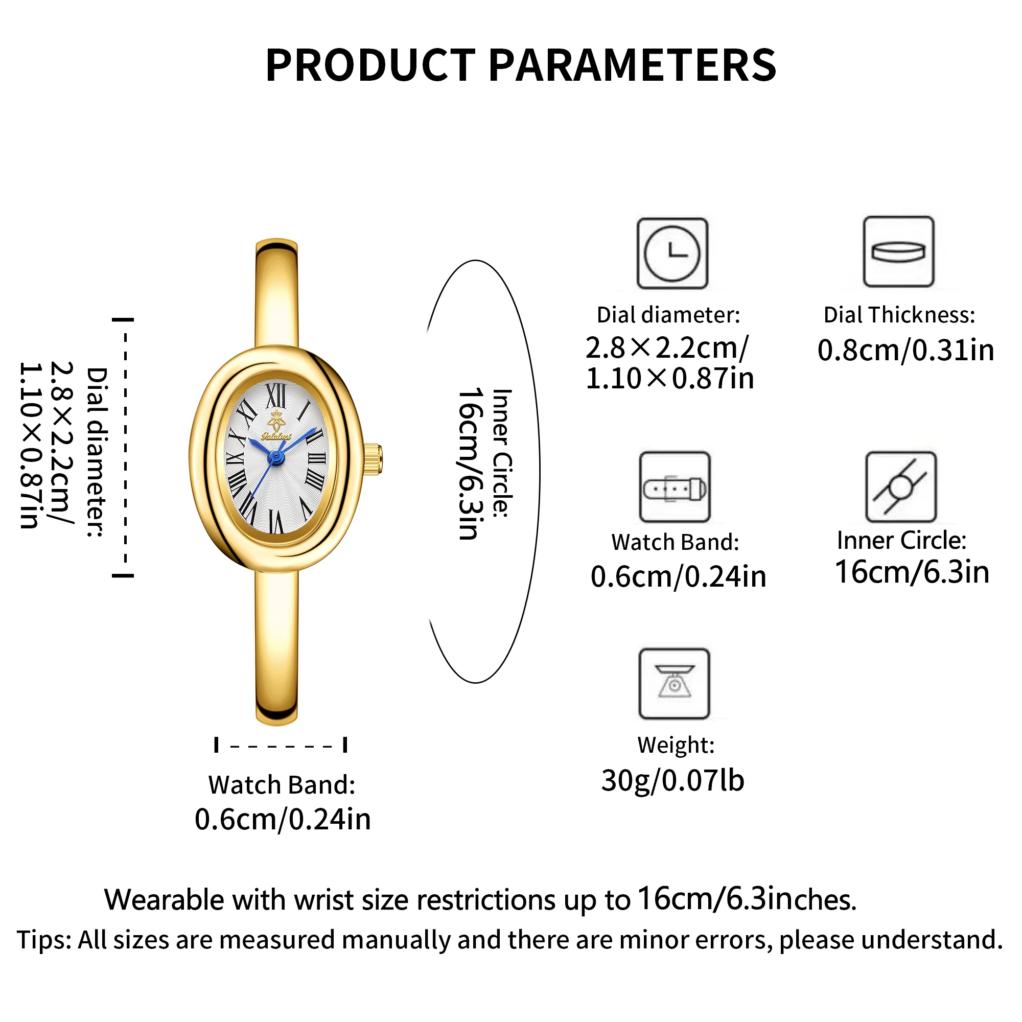 YaLaLuSi Brand Women's Bracelet Quartz Watch Light Luxury Oval Gold Watch Roman Numerals Wristlet Vintage Fashion Gift box