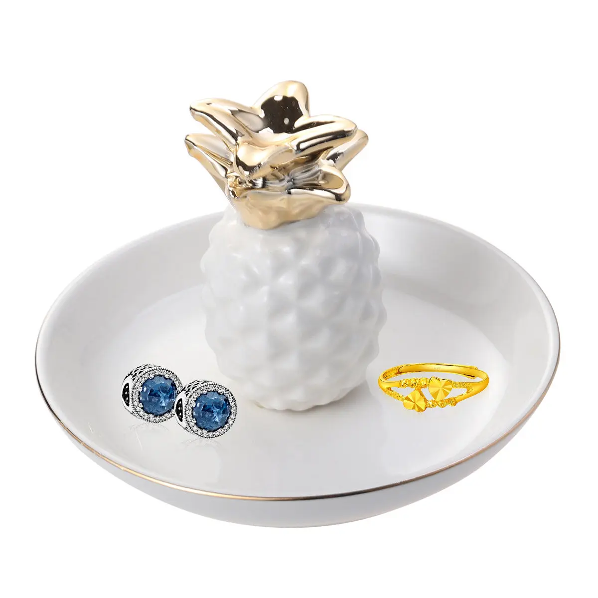 

Керамический поднос для украшений с дизайном ананаса: тарелка для хранения колец, ожерелий, серег, браслетов для ванной, спальни, туалетного столика, декора