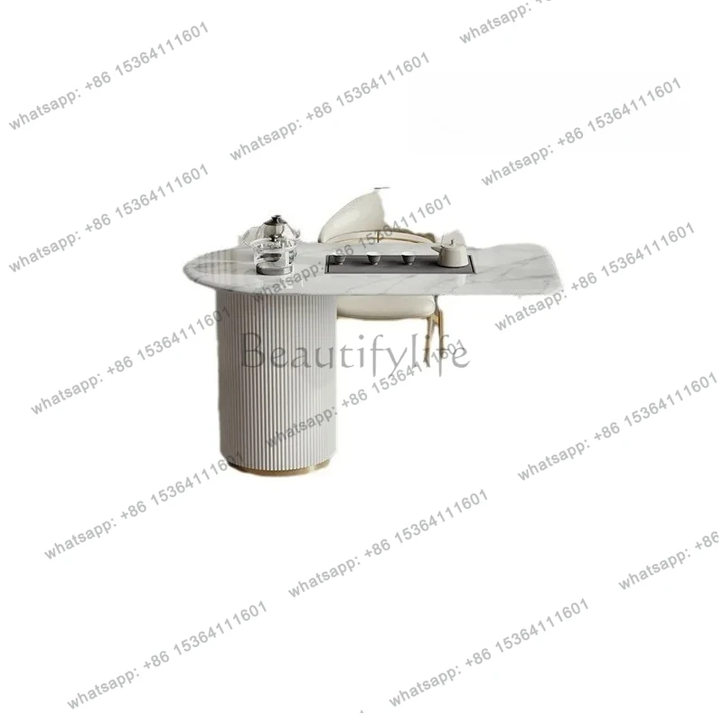 Acrylic suspended rock slab tea table and chair combination simple household high-end light luxury balcony living room tea table