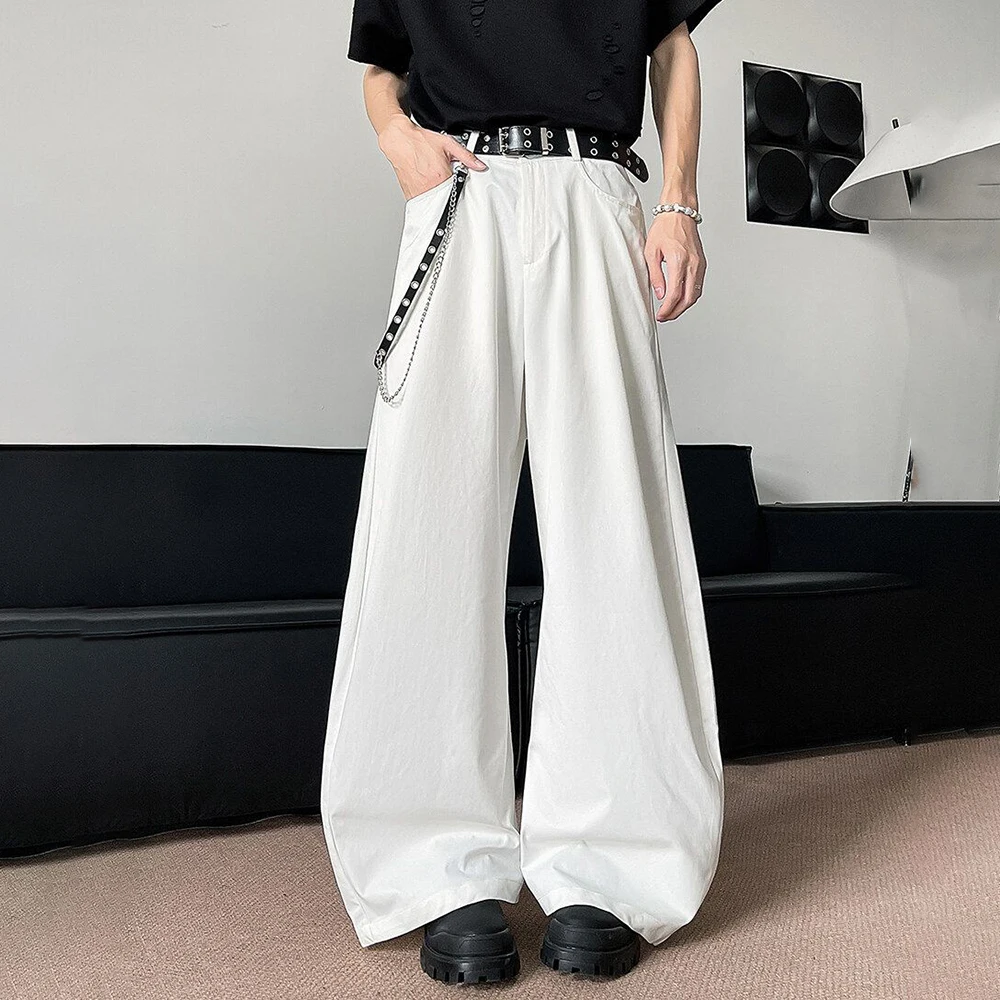 

Men's Solid Color Straight Wide-Leg Trousers American Retro Fashion Trend Casual Simple Loose Breathable Summer New Men's Bottom