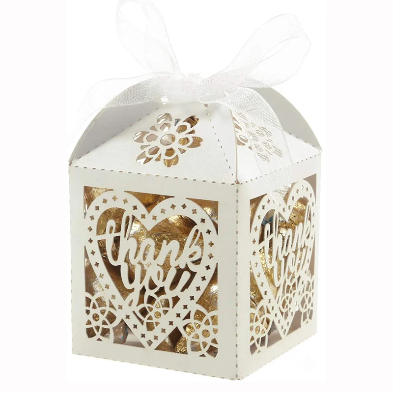 

50pcs Candy Box Thank You Gift Boxes Wedding Party Favor Boxes for Wedding Bridal Shower Baby Shower Birthday Party Decorations