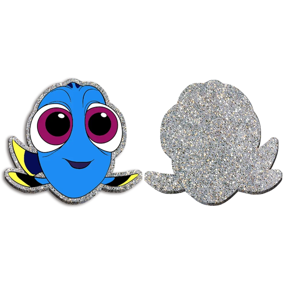 

50mm 5pcs Silver Glitter Acrylic Charms Disney Finding Nemo for Phone Case Badge Pendant DIY Scrapbooking Accessory