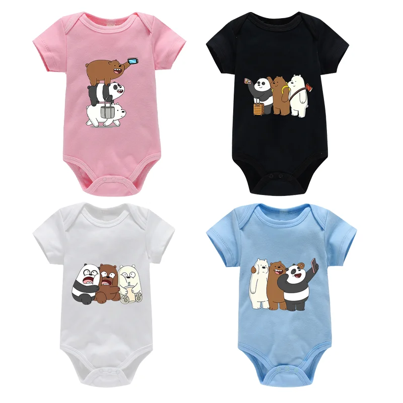 We Bares Bears-romper de verano para bebé, mono de algodón para recién nacidos, mono sin mangas, mono suave y agradable para la piel, fino y cómodo