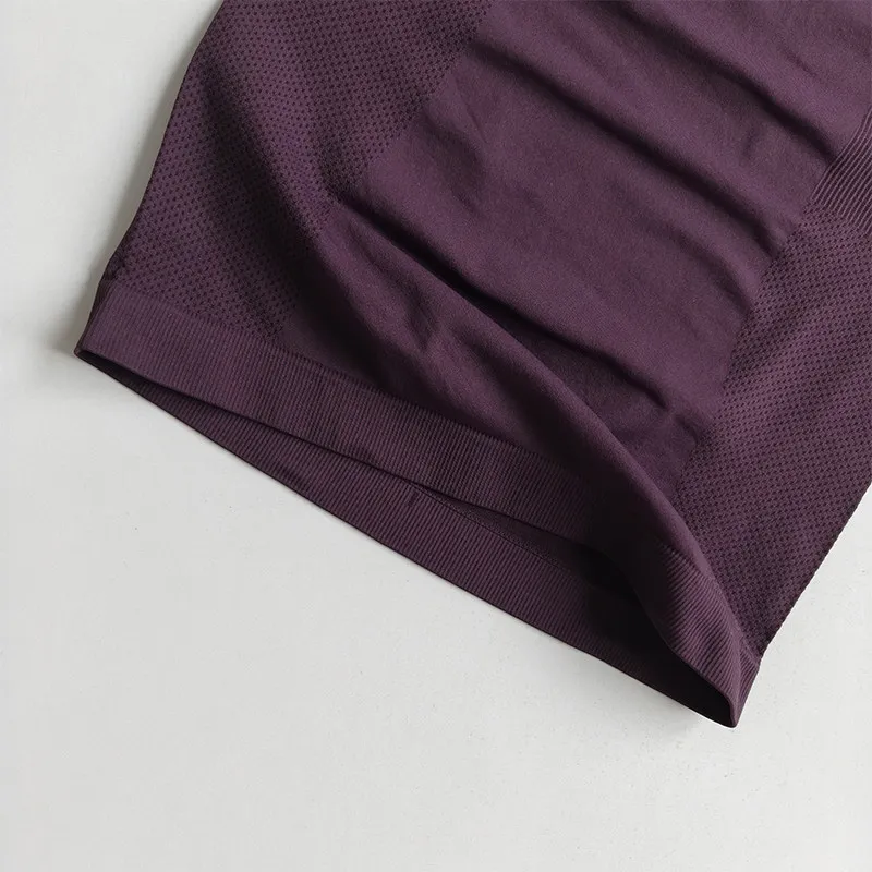 Dünne Sport-Kurzarm-T-Shirts Schlankmachende Schnelltrocknende Fitnesskleidung Elastisches Enganliegendes Atmungsaktives Yoga-Oberteil für Damen – Detail 11