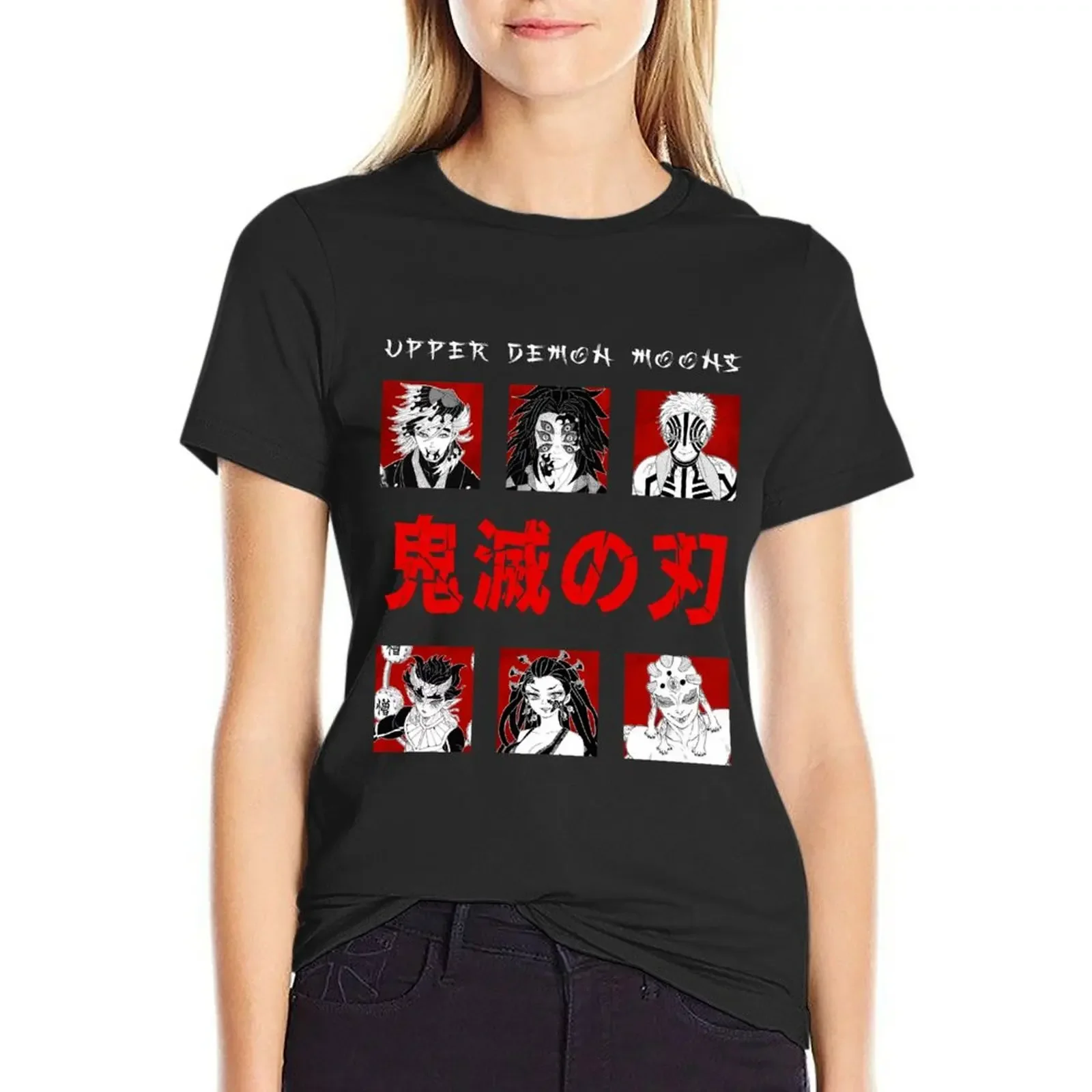 

The upper moons of Kimetsu No Yaiba T-Shirt female summer clothes animal print shirt for girls workout t shirts for Women
