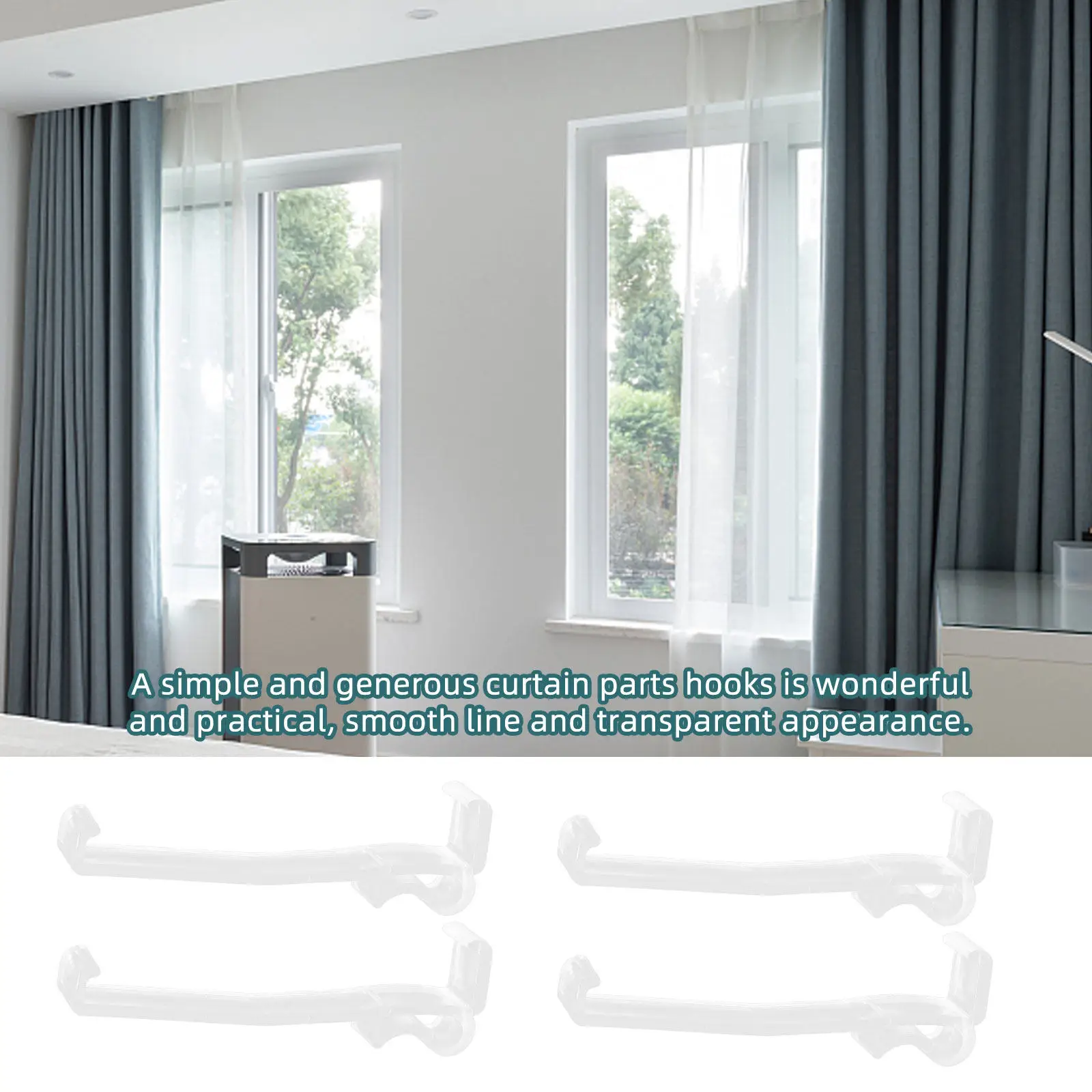 10Pcs Hidden Transparent Plastic Curtain Hooks for Home Decor Easy Install Smooth Seamless Design Heavy Duty No Burrs Curtain