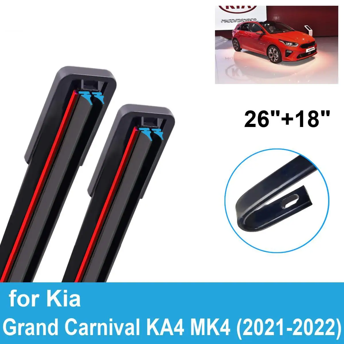 

Car Wiper for Kia Grand Carnival KA4 MK4 2021-2022 26" + 18" Front Rear Wiper Blades Brushes Cutter Accessories 2021 2022