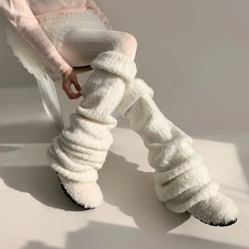 Y2K Harajuku Gothic Lolita Beinwärmer für Damen, knielang, ausgestellte Beinsocken, weiche Beinabdeckung, modisch, süß, für Cosplay und den Alltag – Detail 4