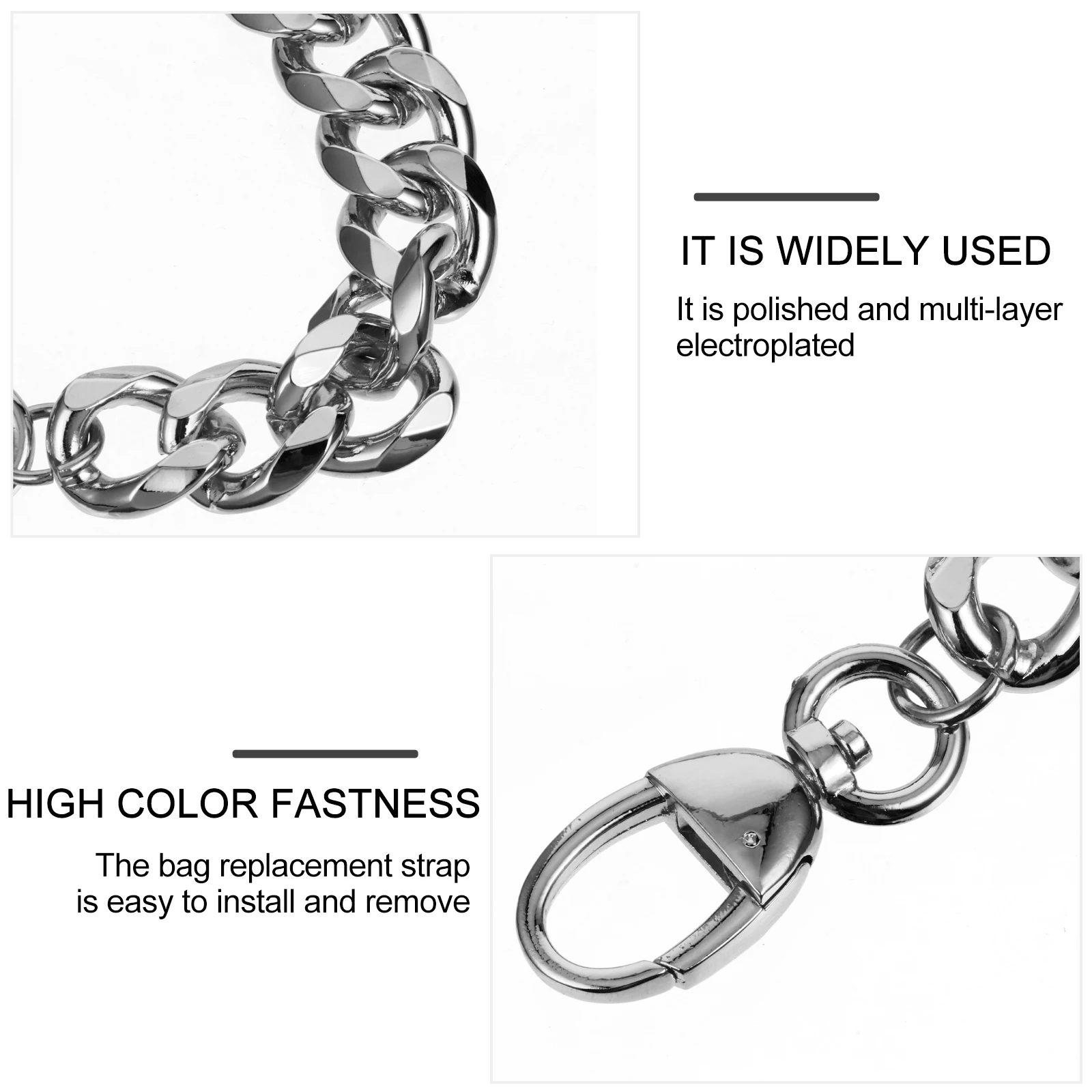 

Metal Bag Chain Accessories Golden Chunky Women Bags Handbag Strap Replacement Durable Detachable DIY Chains Versatile