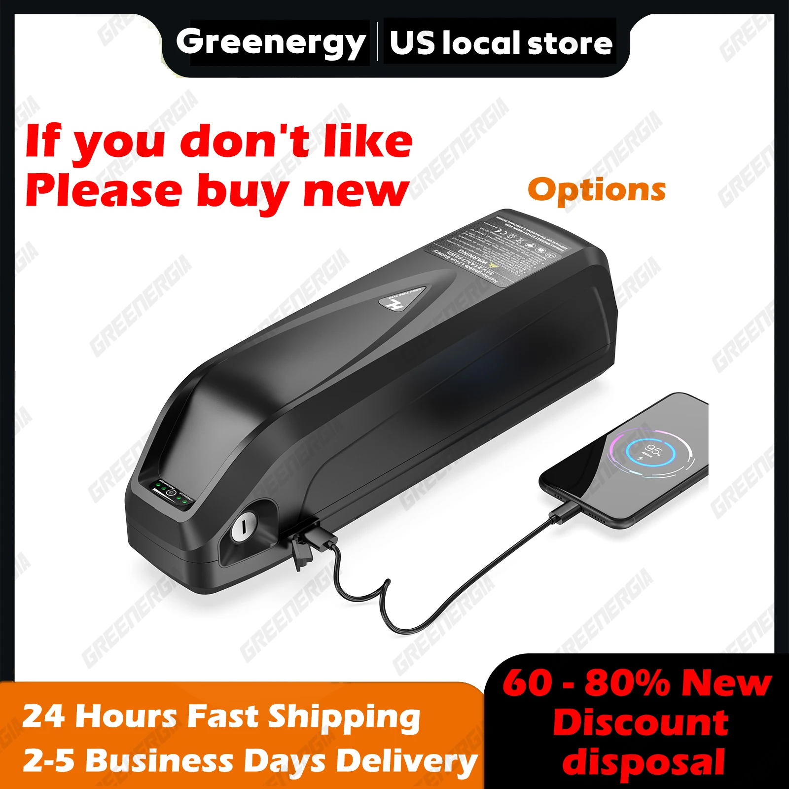 

EBike Battery 52V 48V 36V Hailong 30A BMS Electric Bicycle Downtube Lithium Battery Pack ( 60 - 80% New )