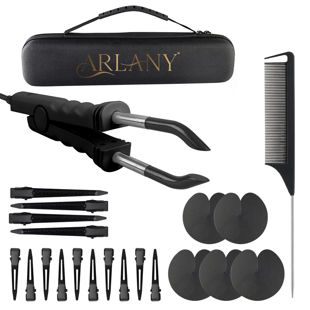 ARLANY K Tip Hair Tool Kit Adjustable Temperature Fusion Keratin Extension Connector Iron with Single Hole Heat Shield Guards