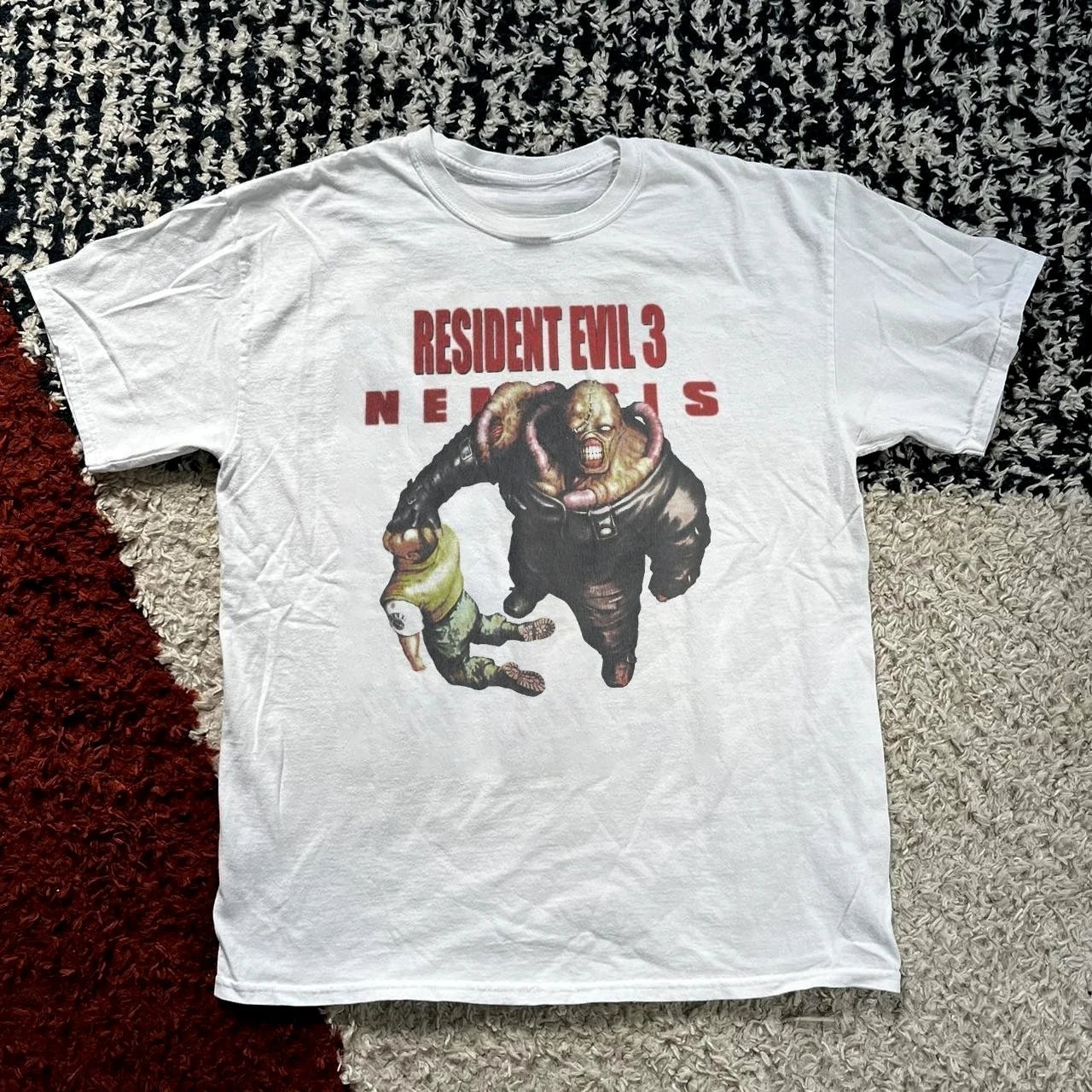 Retro Resident Evil 3 Horror Game Pattern T-shirt, Size S-3XL Printed Pattern Retro Casual Daily T-shirt