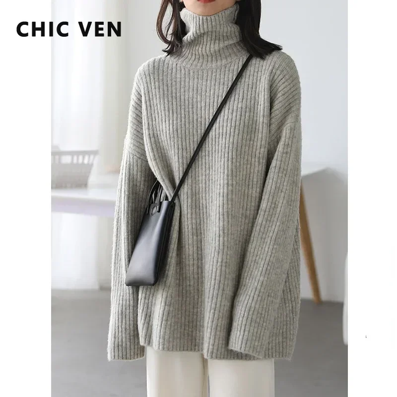 CHIC VEN Women Sweater Loose Casual Turtleneck Solid Pullover High Neck Underwear Bottomed Woman Jumpers Girl Autumn Winter 2025 2 CHIC VEN Women Sweater Loose Casual Turtleneck Solid Pullover High Neck Underwear Bottomed Woman Jumpers Girl Autumn Winter 2025 2