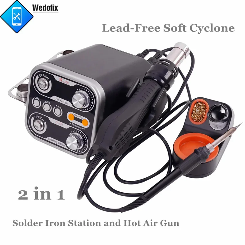 M Triangle 2 in 1 Solder Iron Station Digital Display Hot Air Gun 700W 450℃ Constant Temperature Lead Free Soft Whrilwind