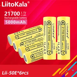 6PCS LiitoKala Lii-50E/Lii-40A 21700 4000mah/5000mAh Rechargeable 21700 Flashlight Battery For High-power Appliances