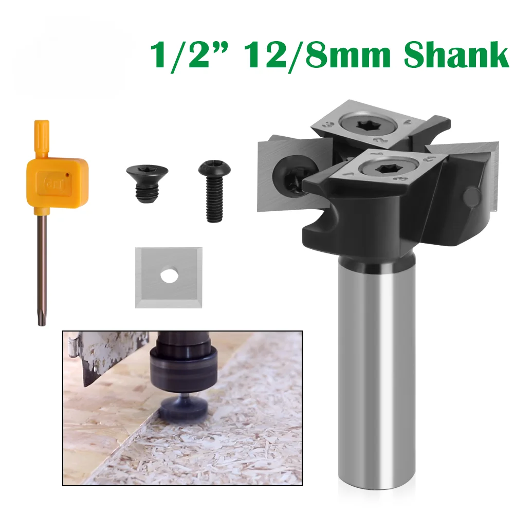 

8mm 12mm Or 12.7mm Shank Router Bit With Milling Cutter Cemented Carbide Woodworking Bit Insert-Style Spoilboard Indexable Drill