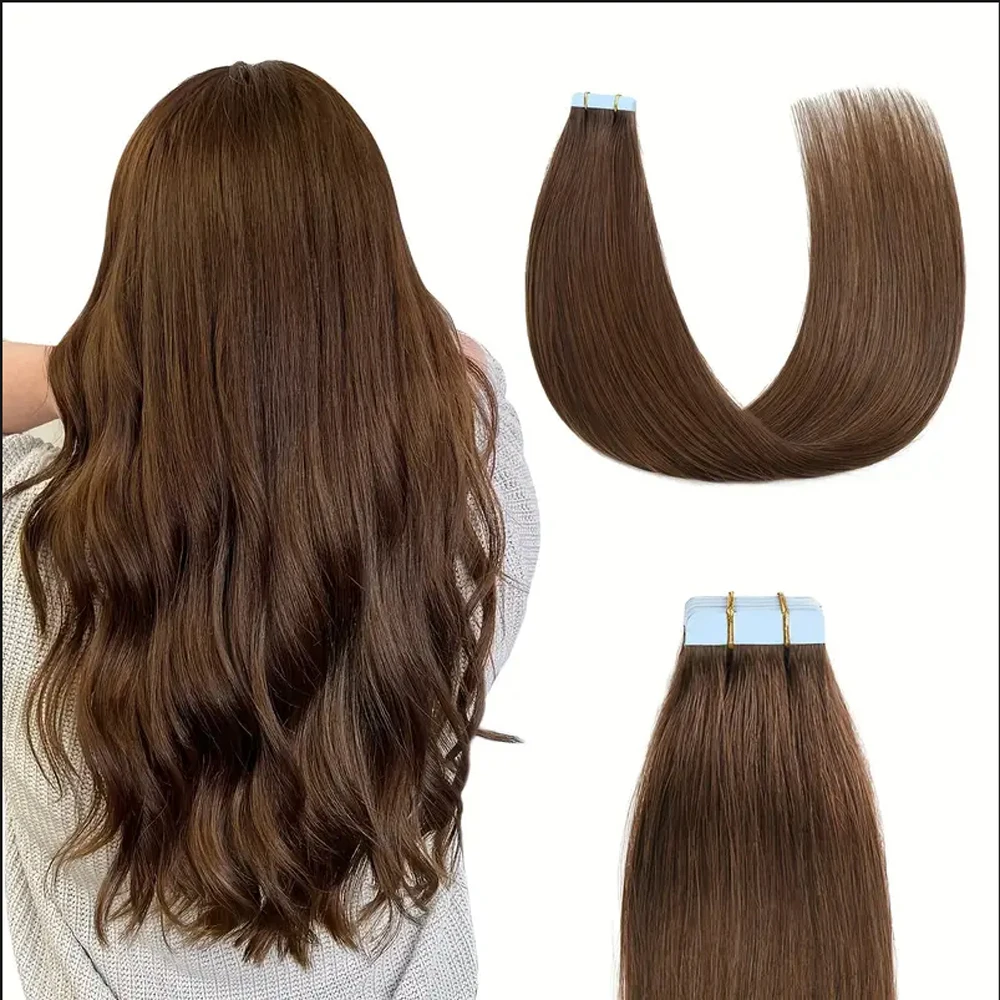 

Tape-In Hair Extensions for Women | 24-Inch Straight Synthetic Hair | 10 Pieces, 32g Each | Seamless Skin Weft | Strong Adhesive