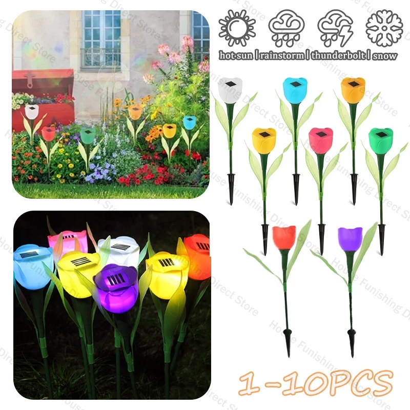 Waterproof Solar Tulip Lawn Lamps Outdoor Landscape Lighting for Walkway Garden Driveway Energy Efficient Night Illumination