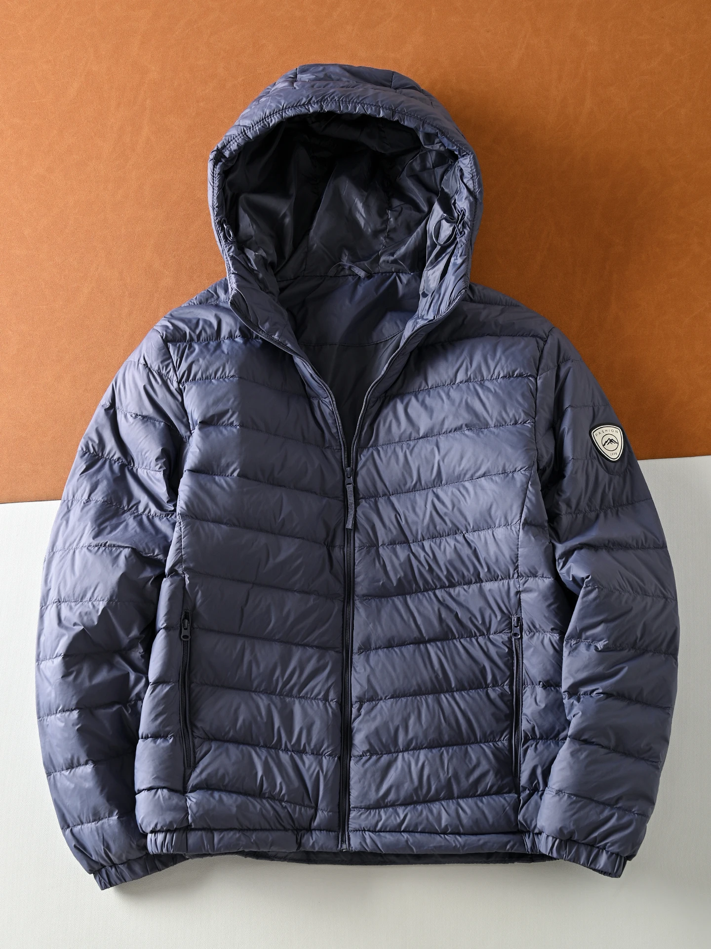 

Lightweight Warm 85 White Du down Hooded Jaet Men's Thin Casual Versatile Sli Outdoor Zipper Closure Long Sve Coat