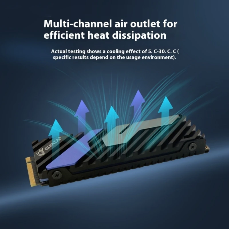 Dissipador calor eficiente alumínio para M.2 NVME Disco sólido Múltiplo refrigeração do canal