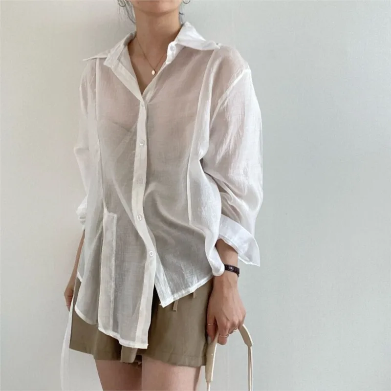Elegant Office Long Sleeve Women Shirts Spring Autumn Casual Loose Lace-up Blouses 2025 Fashion Thin Style Solid Color Tops Lady