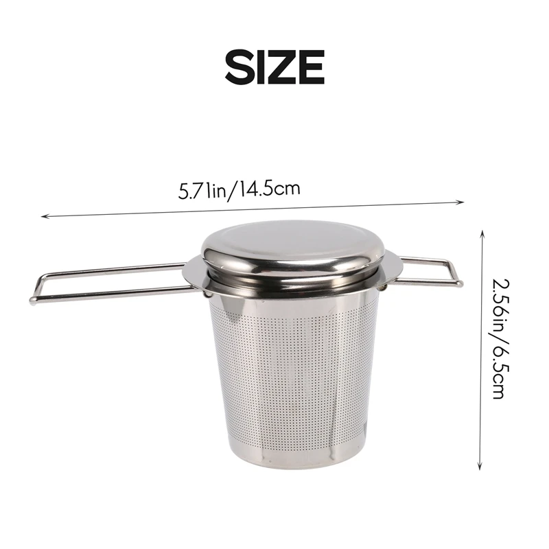 HOT-Tea Diffuser Suitable For Loose Tea Stainless Steel Teapot Large Capacity Perfect Size Double Handle Tea Strainer