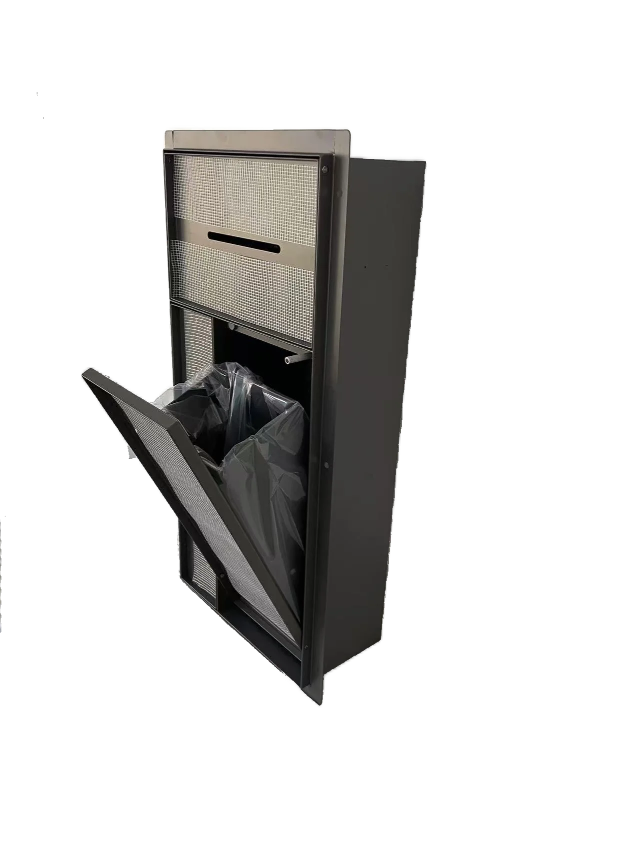Concealed Rimless Wall Niche Hidden Multiple Functional Rubbish Bin with Paper Holder Toilet Brush for Modern Bathroom Storage