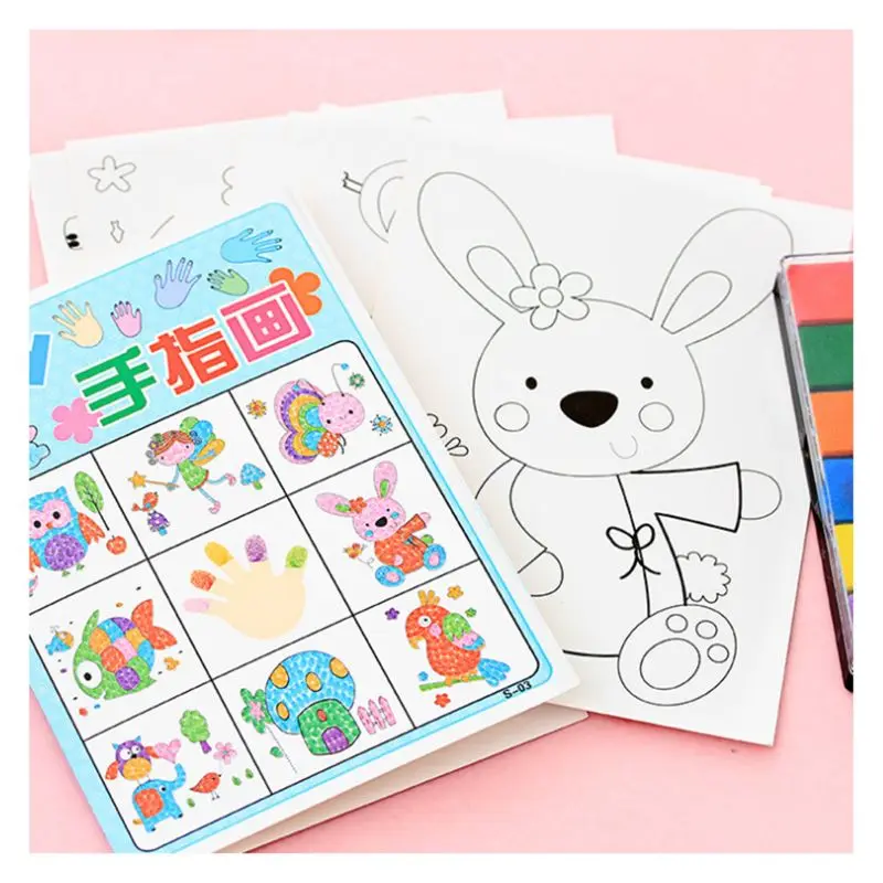 Carte éducative peinture au doigt, 8 pièces, livre amusant, jouets d'activité pour tout-petits 40JC