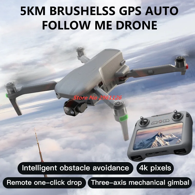 Tela profissional 4K HD Câmera Touch Screen Gimbal de 3 eixos 360 °   Evitar obstáculos FPV Brushless EIS Eletrônico RC Quadcopter