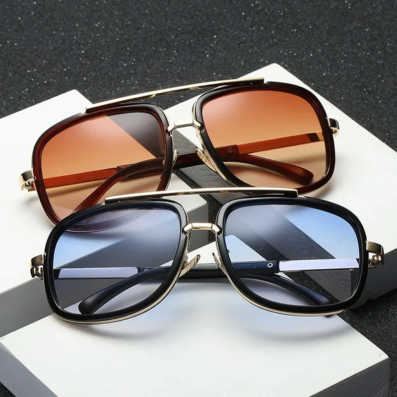 New Fashion Cool Men Driving Glasses Goggle Summer Style Gradient Brown Sunglasses Vintage Pilot Sun Glasses UV400 Oculos De Sol image 2