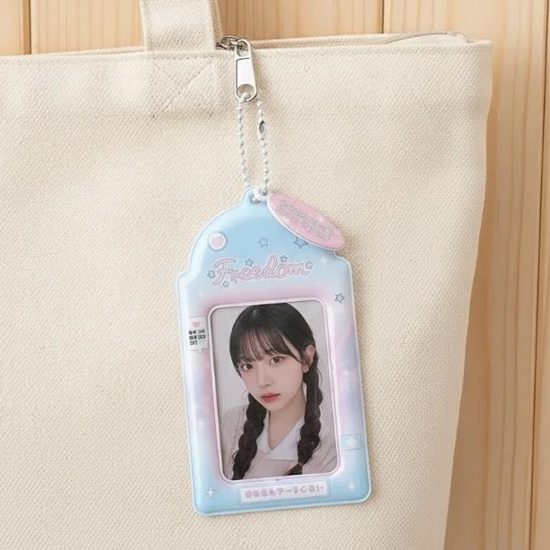Kawaii Kpop Photocard Holder PVC Idol Photo Card Protector With Keychain Pendant For Bag Decoration