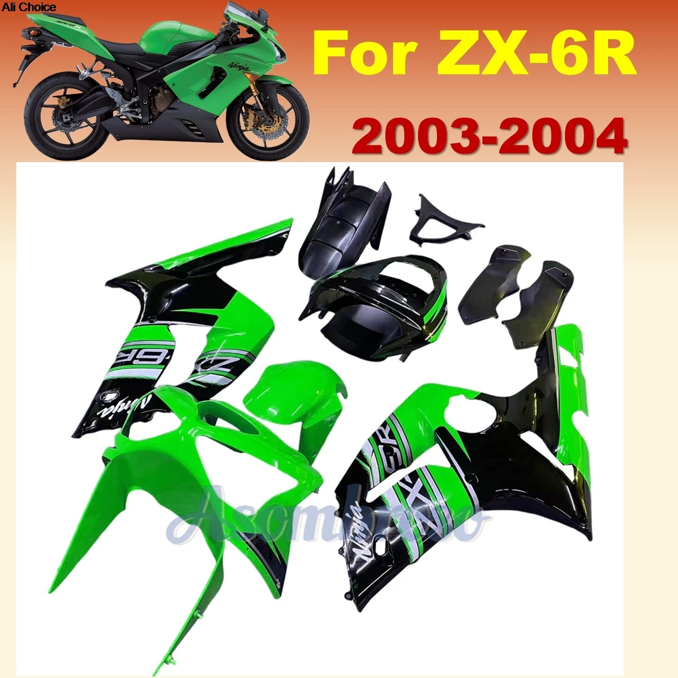 

For KAWASAKI Fairings ZX6R ZX-6R 2003 2004 ZX 6R 03 04 Ninja 636 Complete Bodywork set