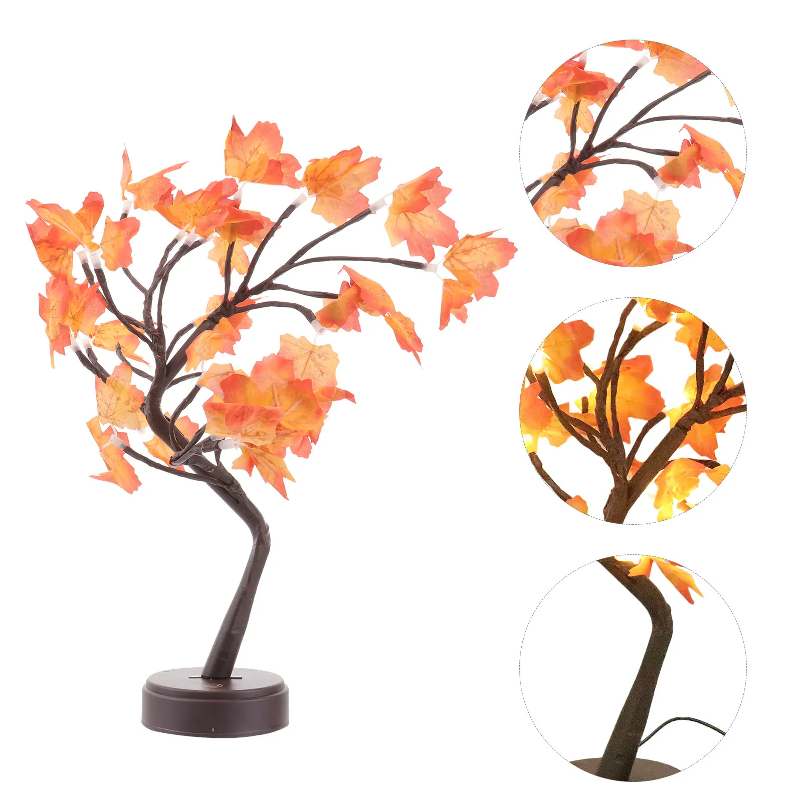 1Pcs Red LED Maple Tree Shape Lamp Thanksgiving Day Desktop Night Light Decorative Festival Atmosphere Lamp Desktop Light
