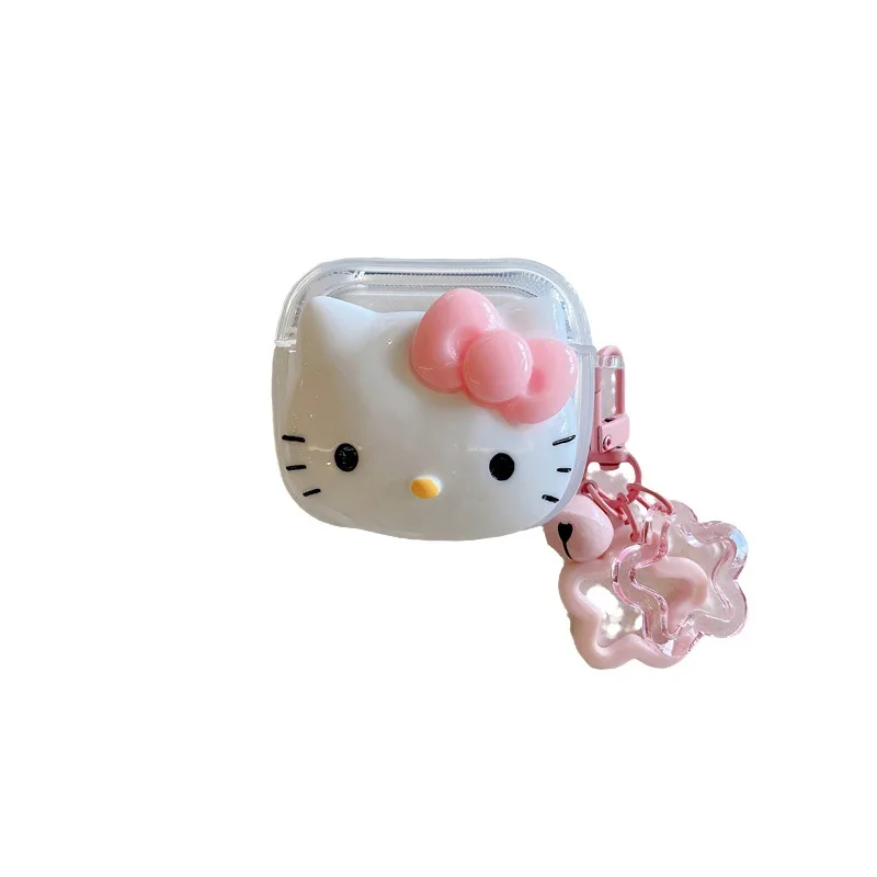 Funda rosa de Hello Kitty con campana pequeña para Airpods Pro de segunda generación, funda de TPU para auriculares para Airpods de tercera generación, funda para niña