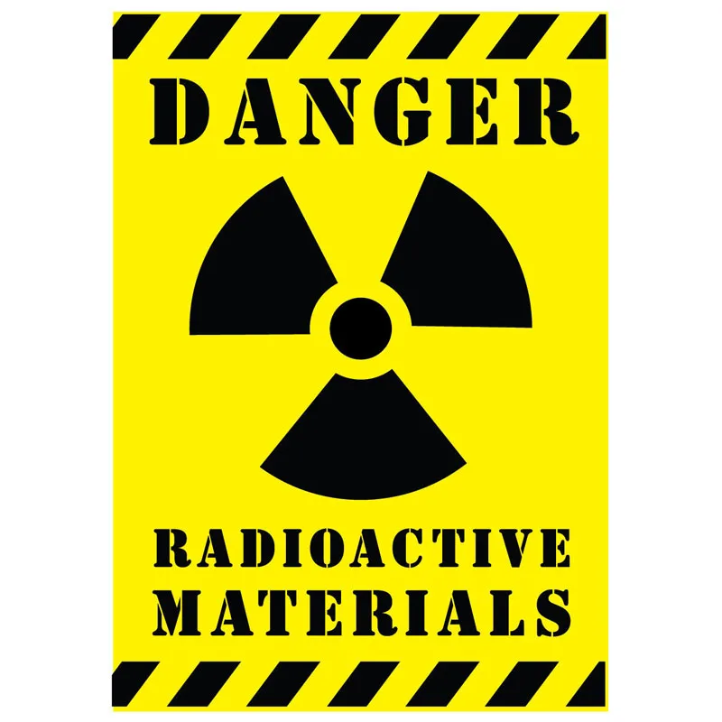 Pegatinas de señal de advertencia de materiales radiactivos, calcomanía de PVC para pared de peligro, impermeable para fábricas