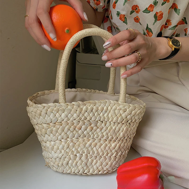 

Соломенные сумки-тоут для женщин, плетеные кошельки и сумки из ротанга, женский маленький кошелек для монет, пляжная праздничная ручная сумка