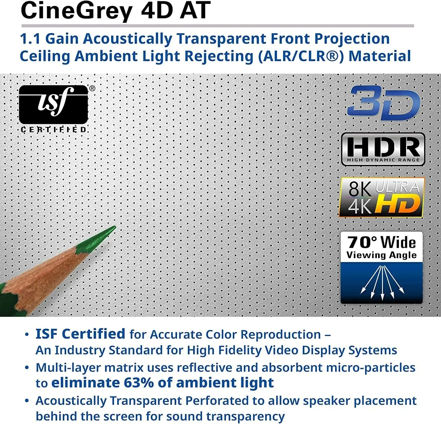 110 بوصة (CLR/ALR) إطار ثابت حافة صوت مجاني شاشة عرض شفافة جدار رمادي مضاد للضوء