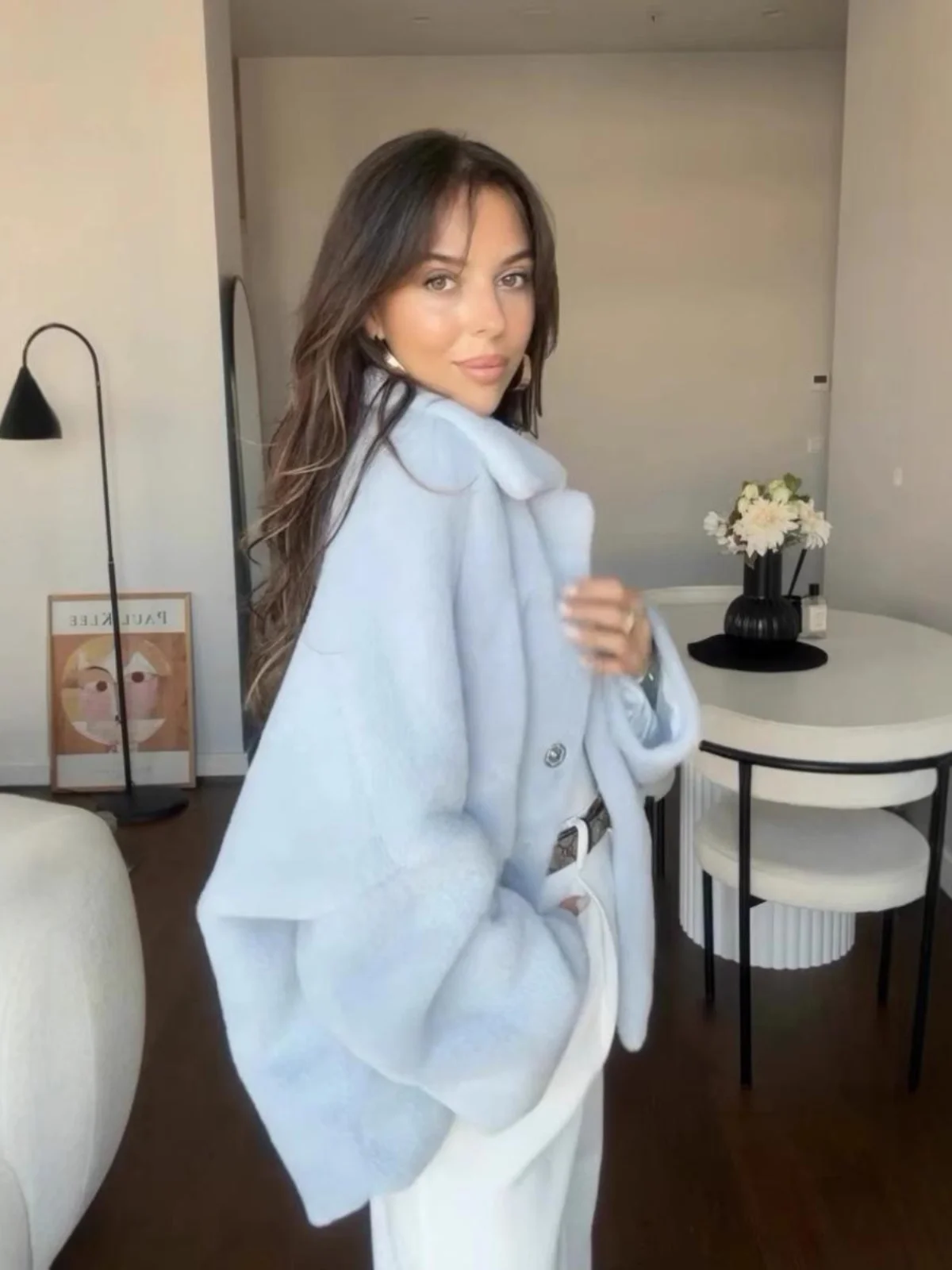 

Ele Ladies Plu Jaet Street Sle Long Sve Свободный крой Женская модная верхняя одежда Осень-зима Утягивающий топ