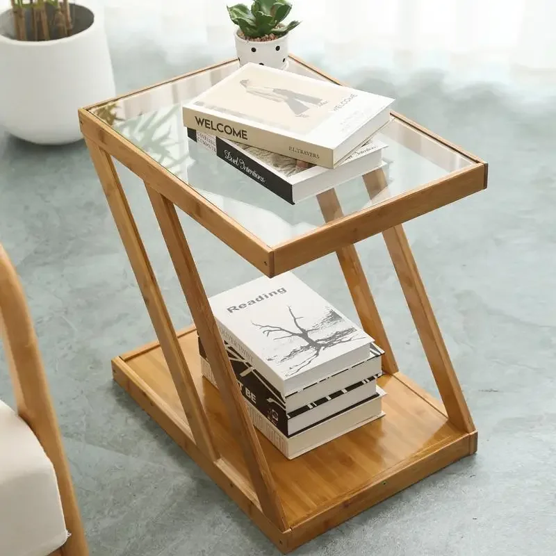 Sofa Side Table Small Coffee Table Living Room Corner Table Tempered Glass Small Apartment Small Square Bedroom Bedside