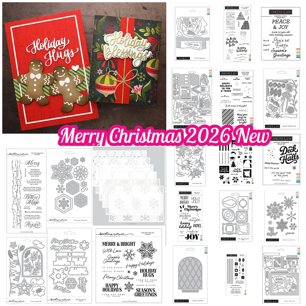 Concord &9th Frohe Weihnachten Schneeflocken Metall-Stanzformen Stempel für DIY Scrapbooking Album Stempel Papier Prägung