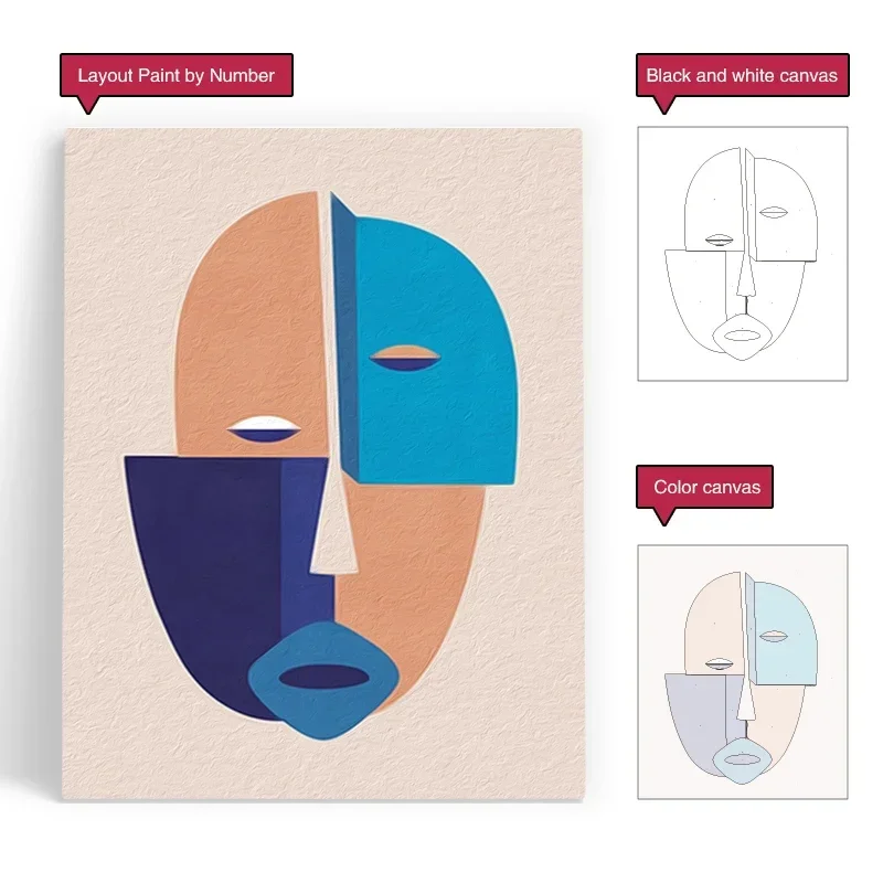 120961 Painting By Numbers For Beginner Kits A landscape and face composed of simple and abstract color blocks and lines For Ho