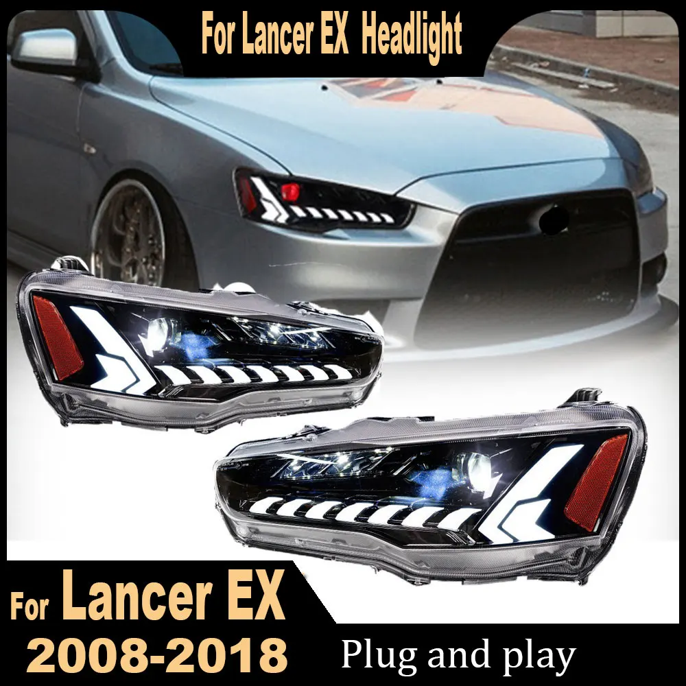 2PC Head Lamp for Mitsubishi Lancer EX LED Headlight 2009-2016 Headlights EVO DRL Turn Signal High Beam Angel Eye Projector Lens