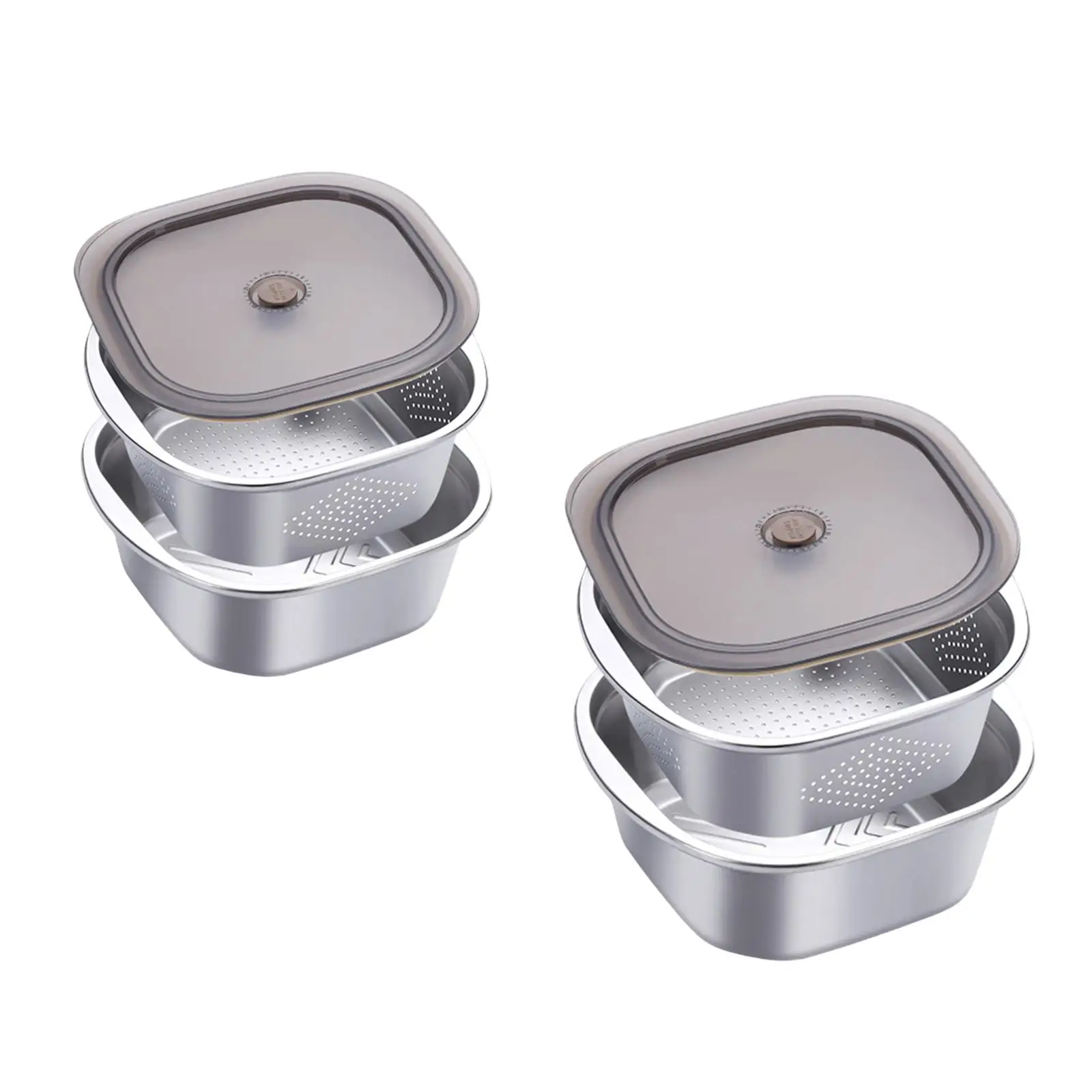 Stainless Steel Colander Bowl Set Food Storage Container for Grains Fruit