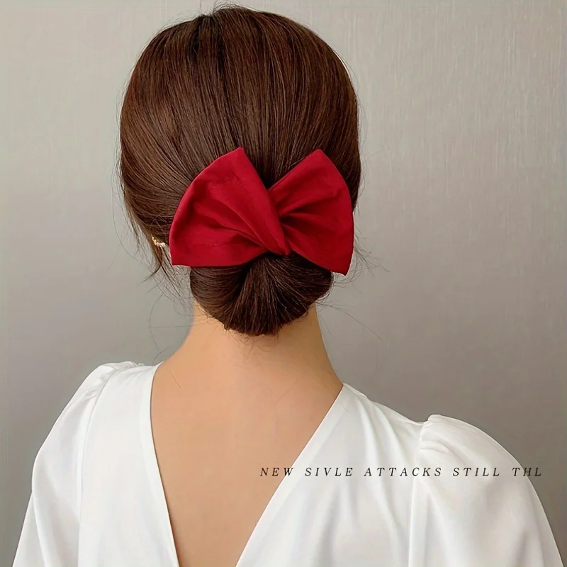 1 Stück Satin große Schmetterlings-Krawatte-Haarspange, vielseitiger Haargummi, Haar-Accessoires für Frauen, tägliches Pendeln, Dating-Styling-Dekoration – Detail 4