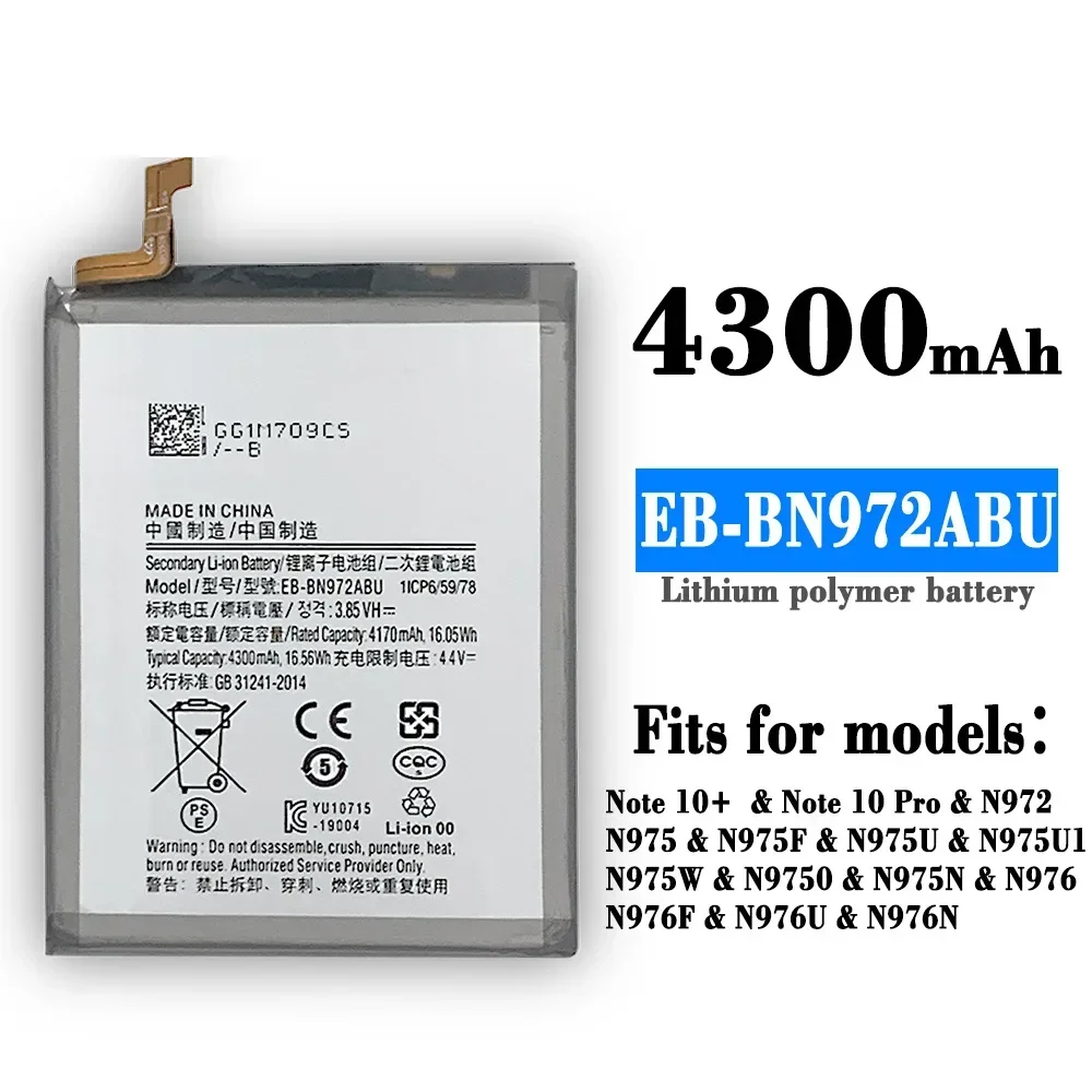 

EB-BN972ABU Аккумулятор для Samsung Galaxy Note 10 + Note 10 Plus Аккумулятор Note 10 Note 10 + Plus SM-N975F SM-N975w Аккумулятор