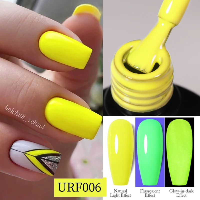 UR SUGAR 7.5ml Neon Fluorescent Red Green Yellow Gel Nail Polish Luminous Glow In Dark Effect Semi Permanent Soak Off UV LED Gel