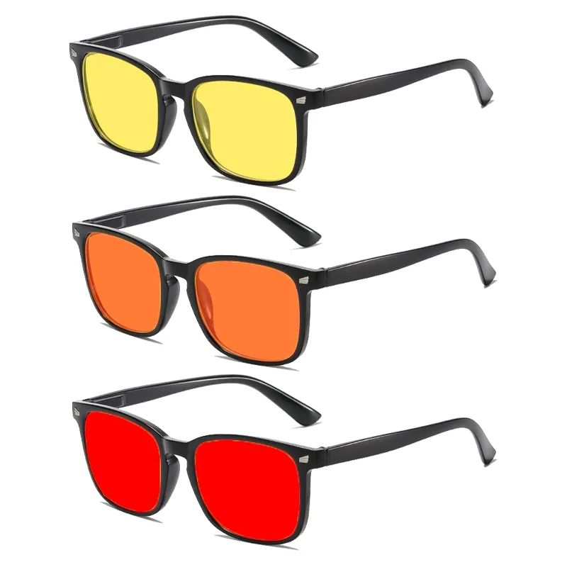 

Retro Square-Frame Anti-Blue Light Glasses Orange/Red Lenses Classic Driving Night Vision Eyewear Eye Protection Eyeglasses